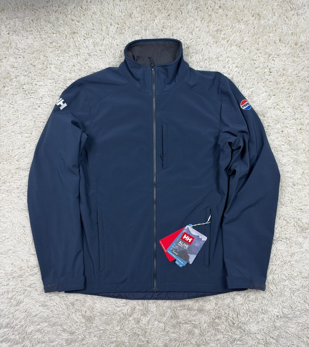 Helly Hansen Paramount Softshell Jacket Mens L Navy Fleece Lined NWT Pepsi Logo